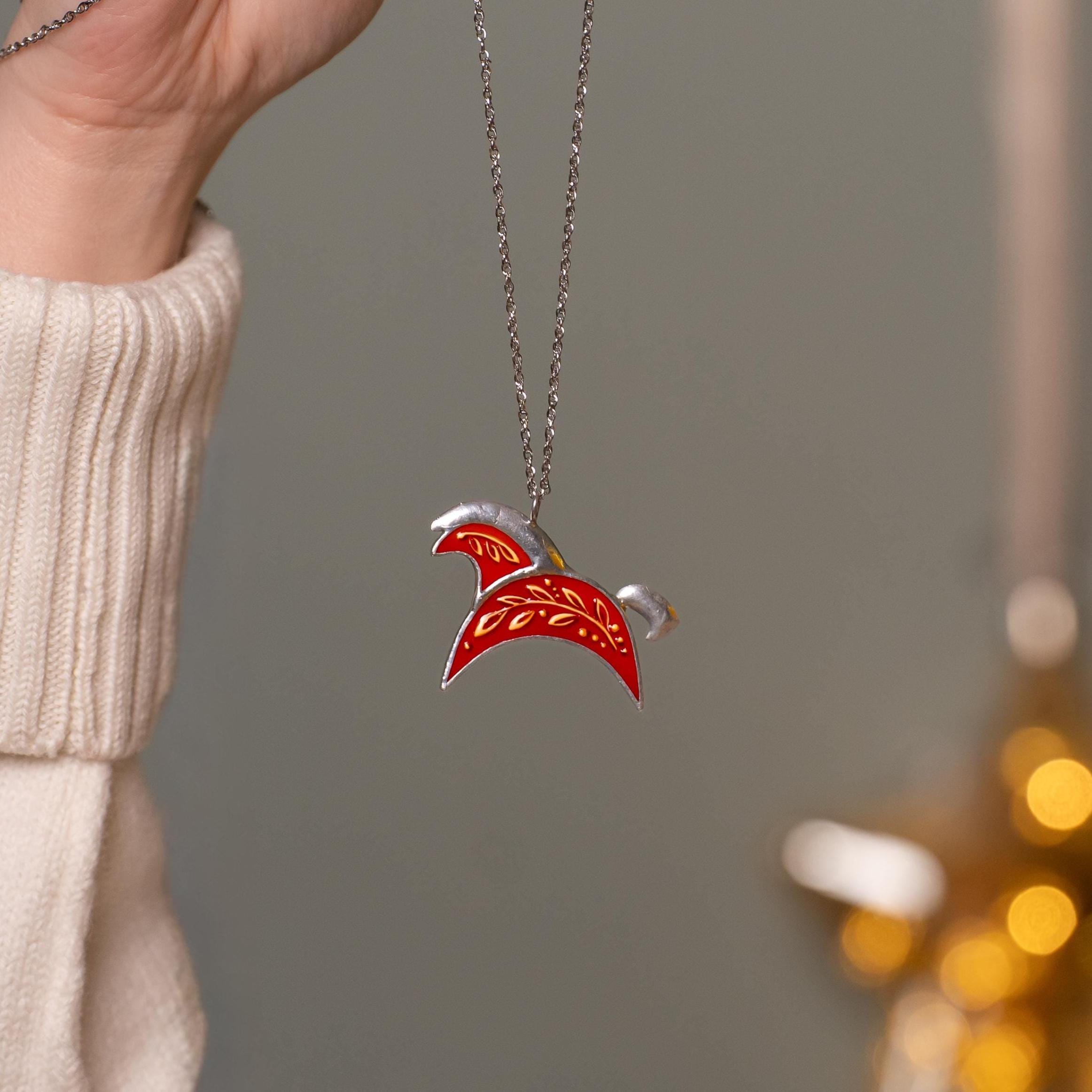 Year of the horse jewelry Unusual gifts for women Stained glass lunar new year horse