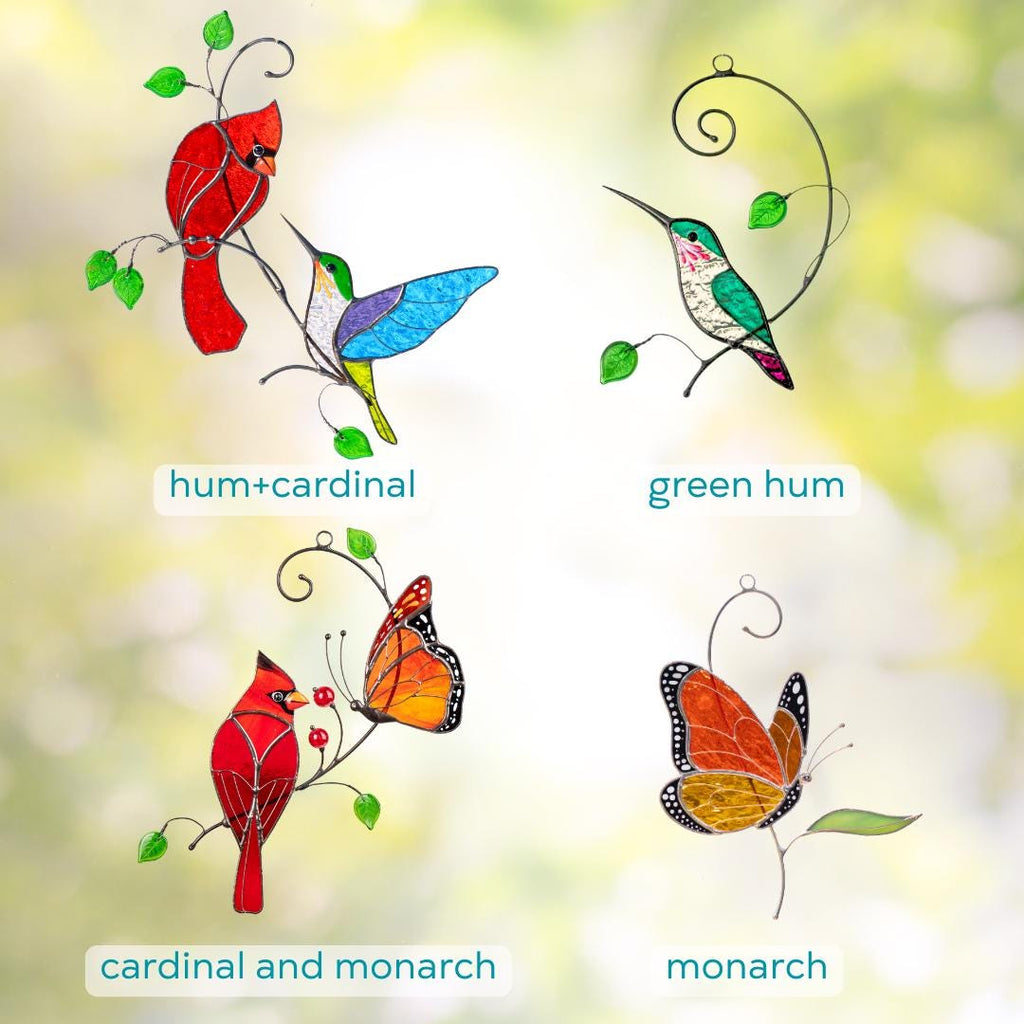 Cardinal stained glass window hangings Loss of a loved one Custom stained glass bird suncatcher Godfather gift
