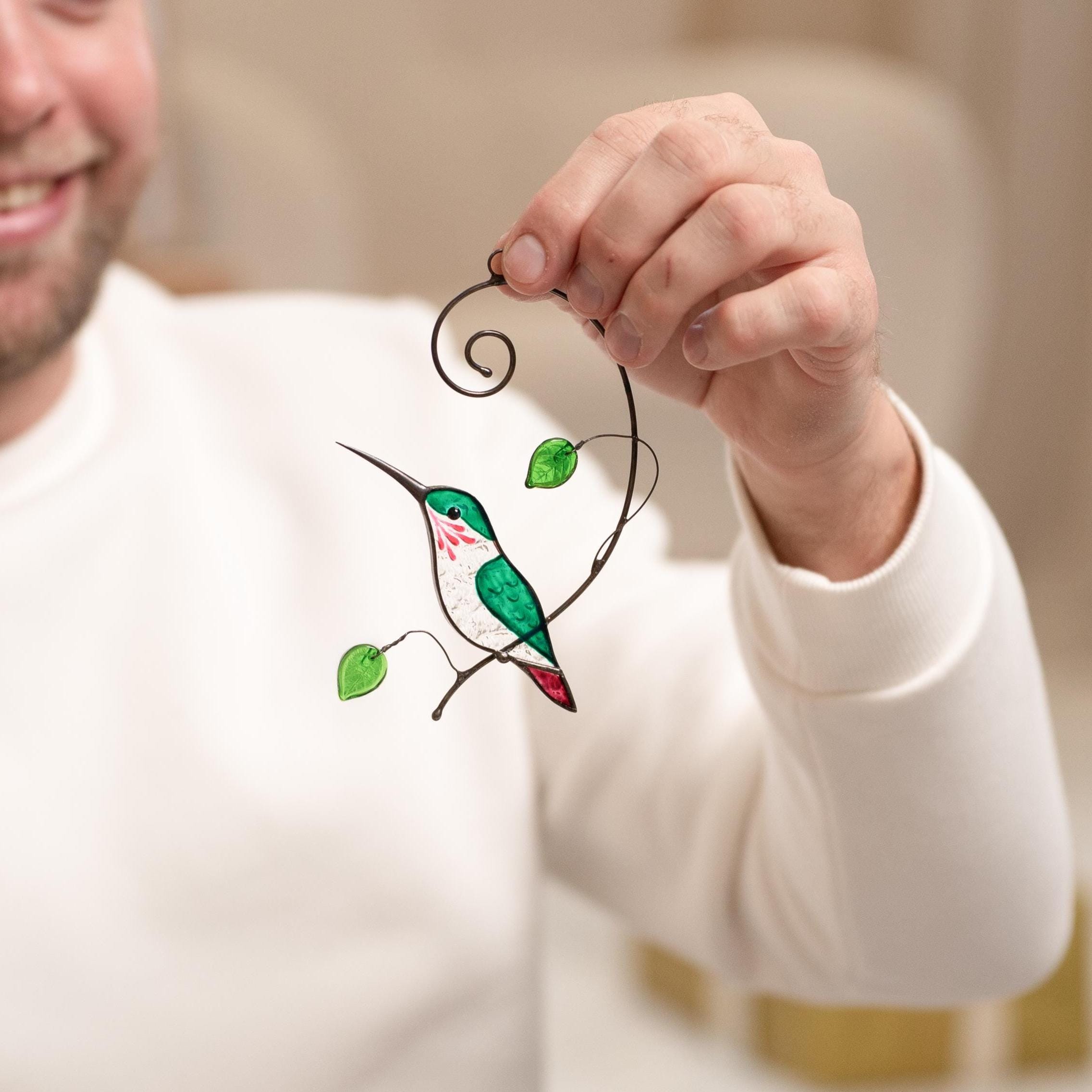 Stained glass hummingbird gifts Unique gift for mom stained glass window hangings Great grandma gifts Hummingbird garden decor