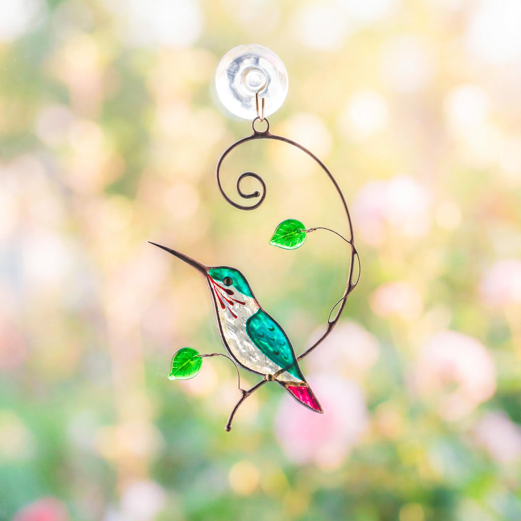 Stained glass hummingbird gifts Unique gift for mom stained glass window hangings Great grandma gifts Hummingbird garden decor