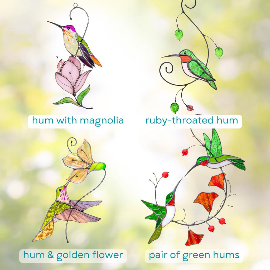 Hummingbird stained glass window hangings New mom gift Flower suncatcher House warming gifts new home Hummingbird stained glass suncatcher