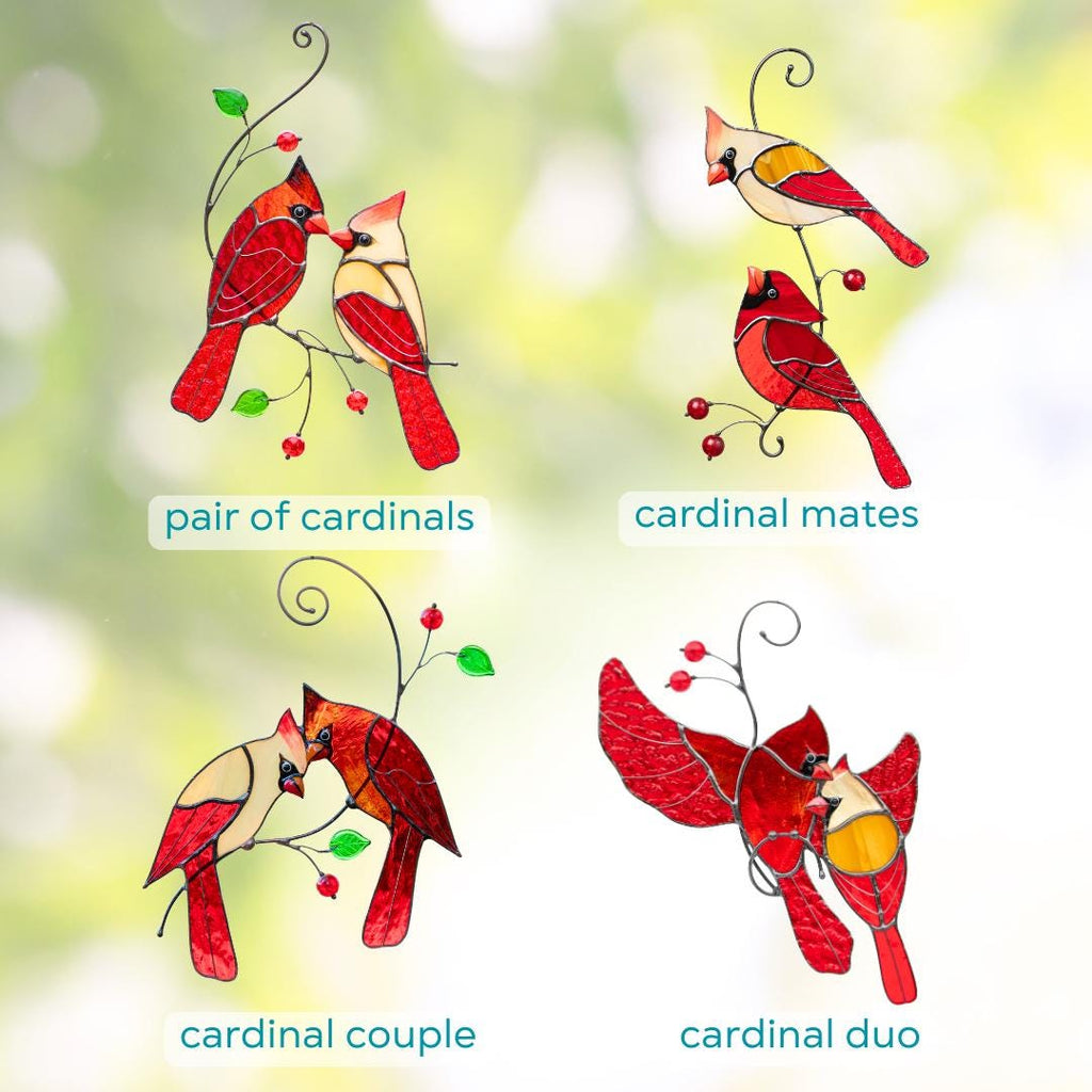 Stained glass cardinal suncatcher Mothers day gifts Custom stained glass window hangings
