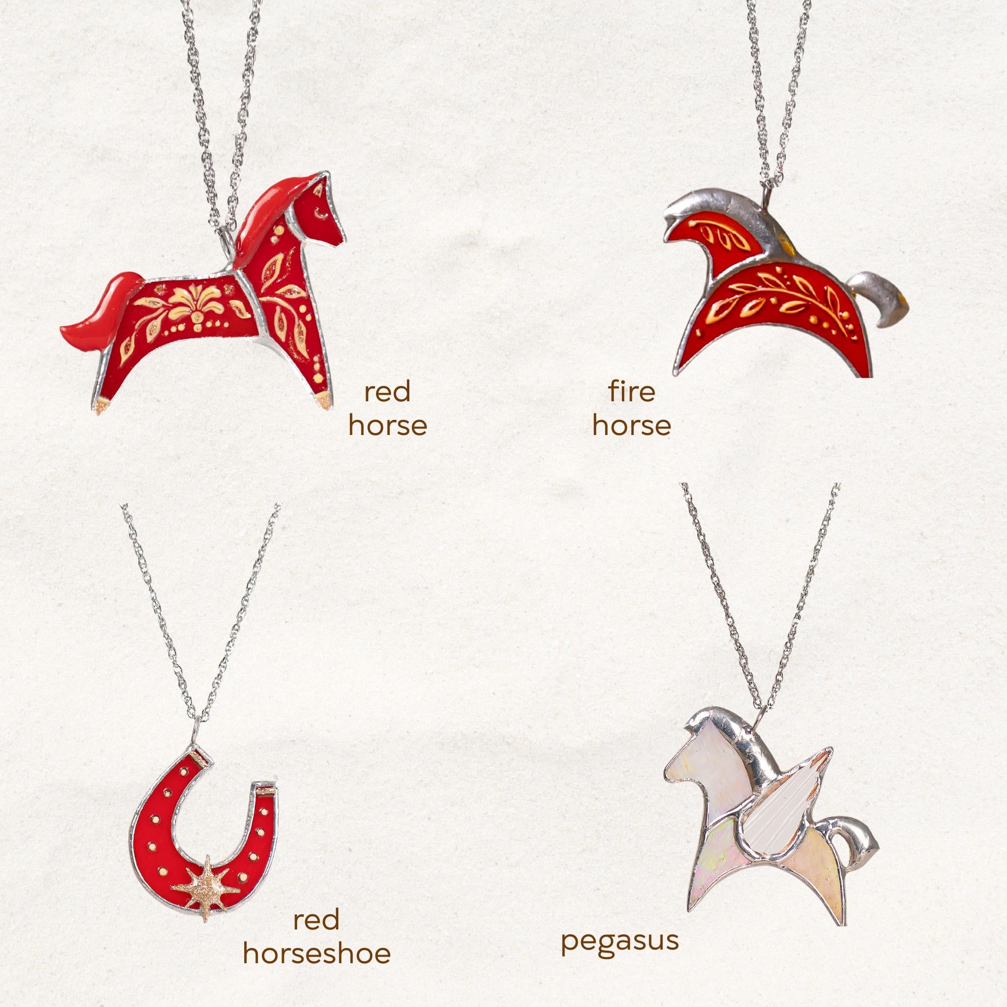 Stained glass horseshoe necklace Sister in law gifts Year of the horse jewelry