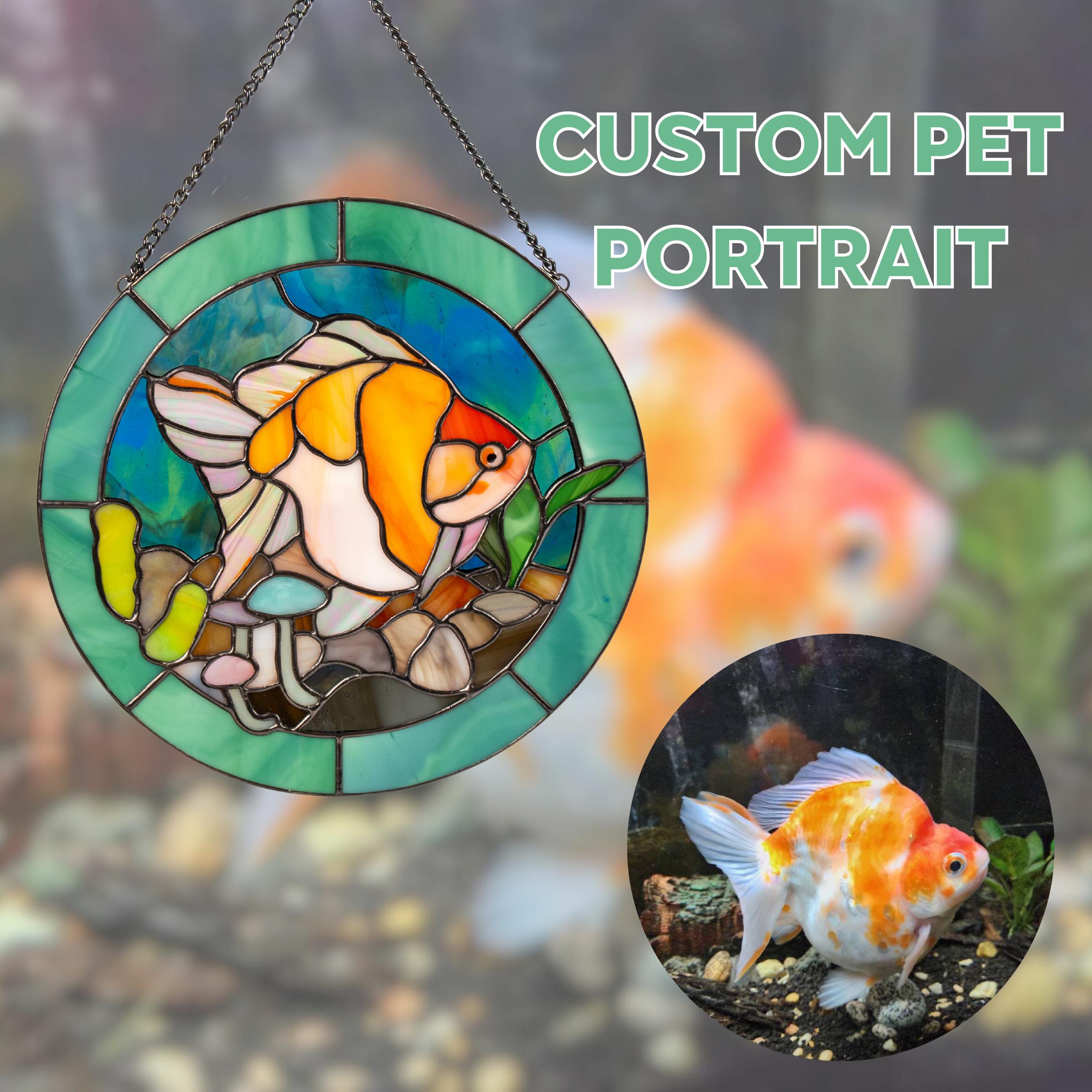 Custom stained glass pet portrait suncatcher from photo Dog or cat memorial ornament