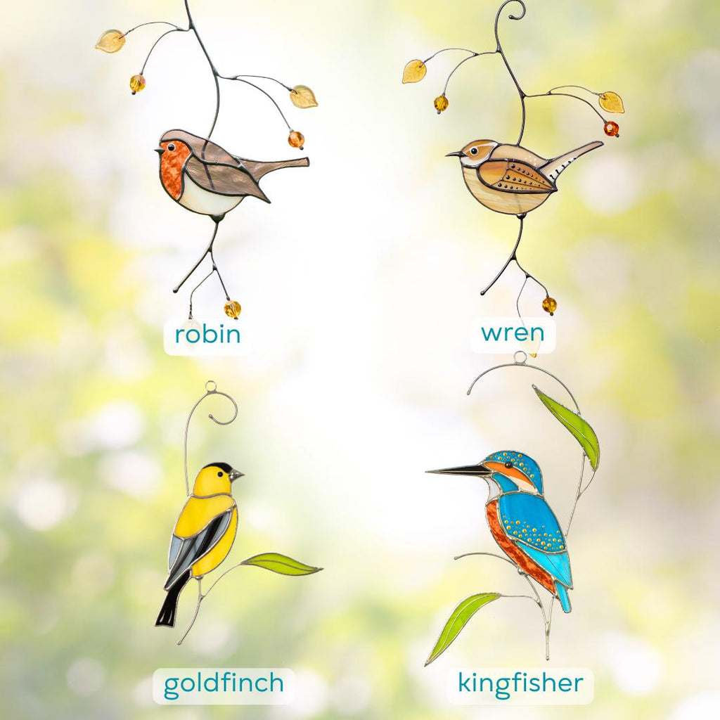 Modern stained glass window hangings Mothers day gift Robin bird Stained glass bird suncatcher House warming gifts new home