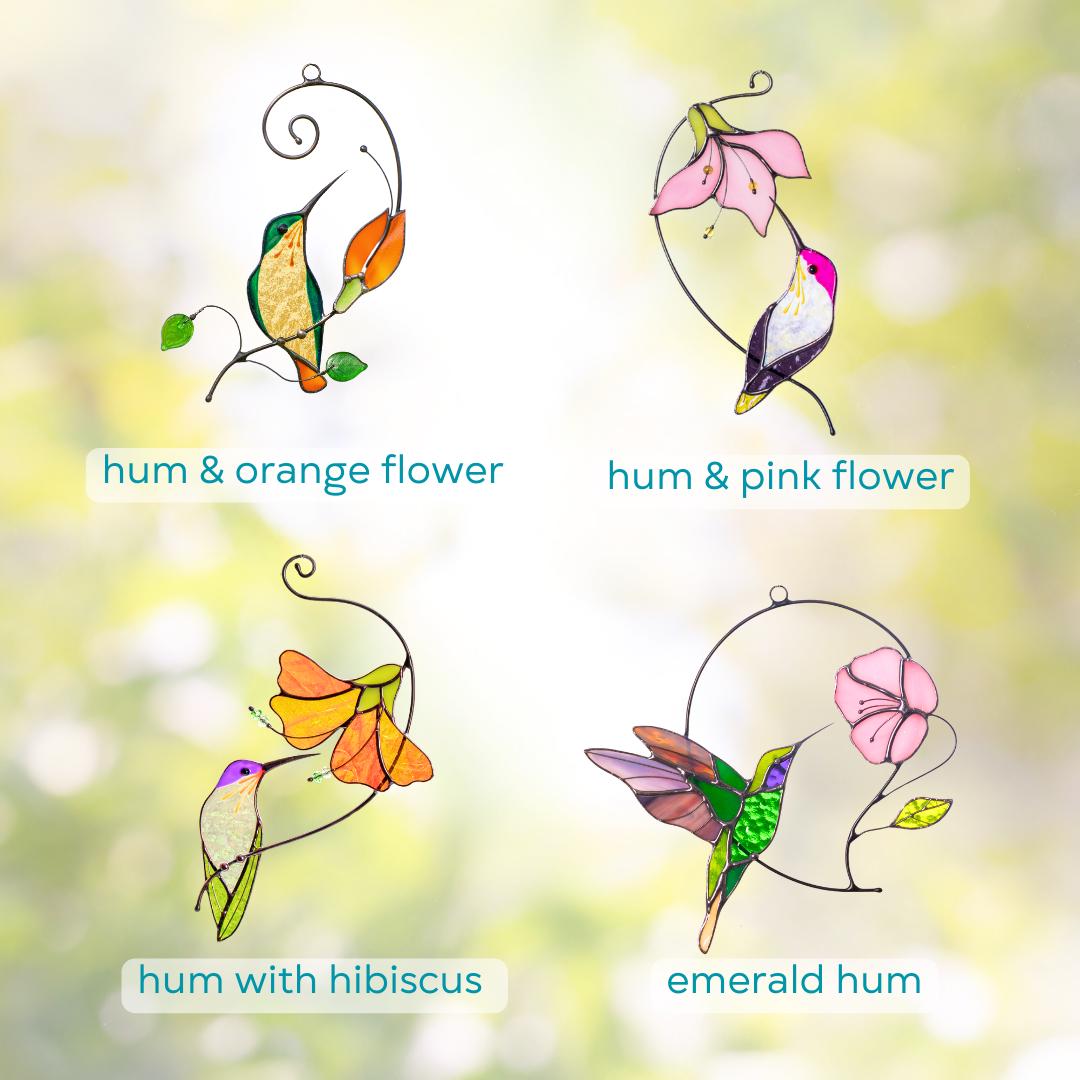 Hummingbird stained glass window hangings Gifts for mom from daughter Home decor items aesthetic Hummingbird ornament Bird lover gifts