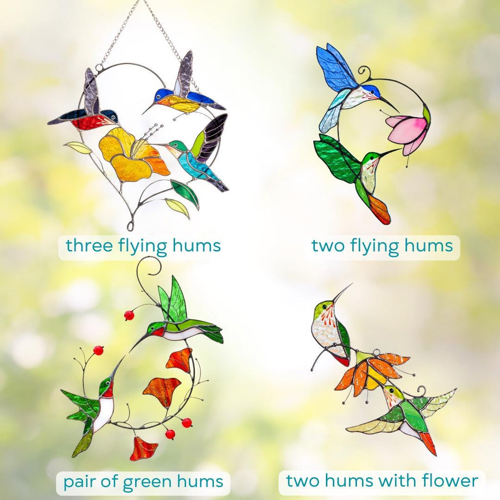Hummingbird stained glass window hangings Gifts for mom from daughter Home decor items aesthetic Hummingbird ornament Bird lover gifts