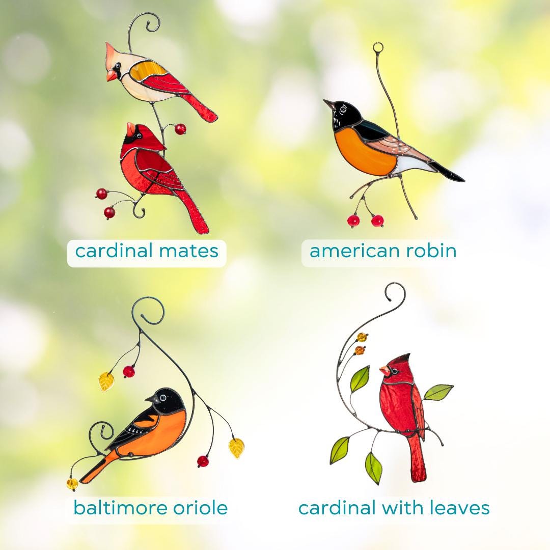 Hummingbird stained glass birds Best gift for mom Custom stained glass window hangings Fairy garden accessories