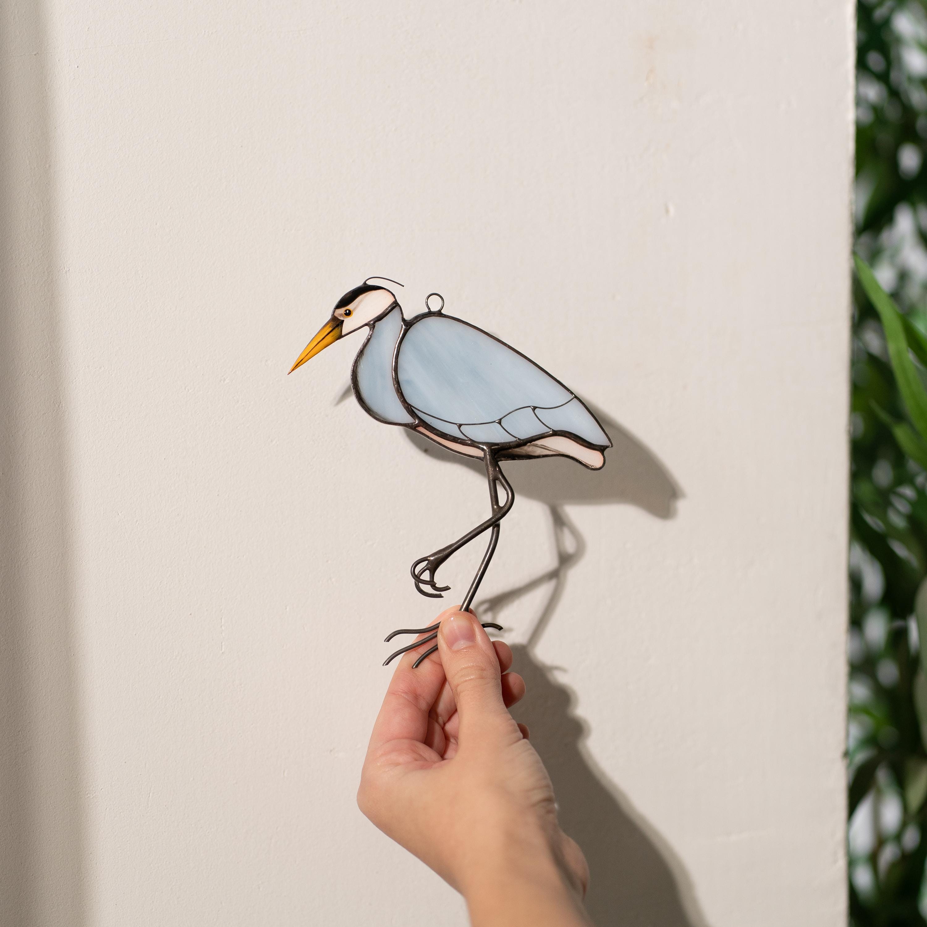 Great blue heron stained glass window hangings Mothers Day gift Lake house decor