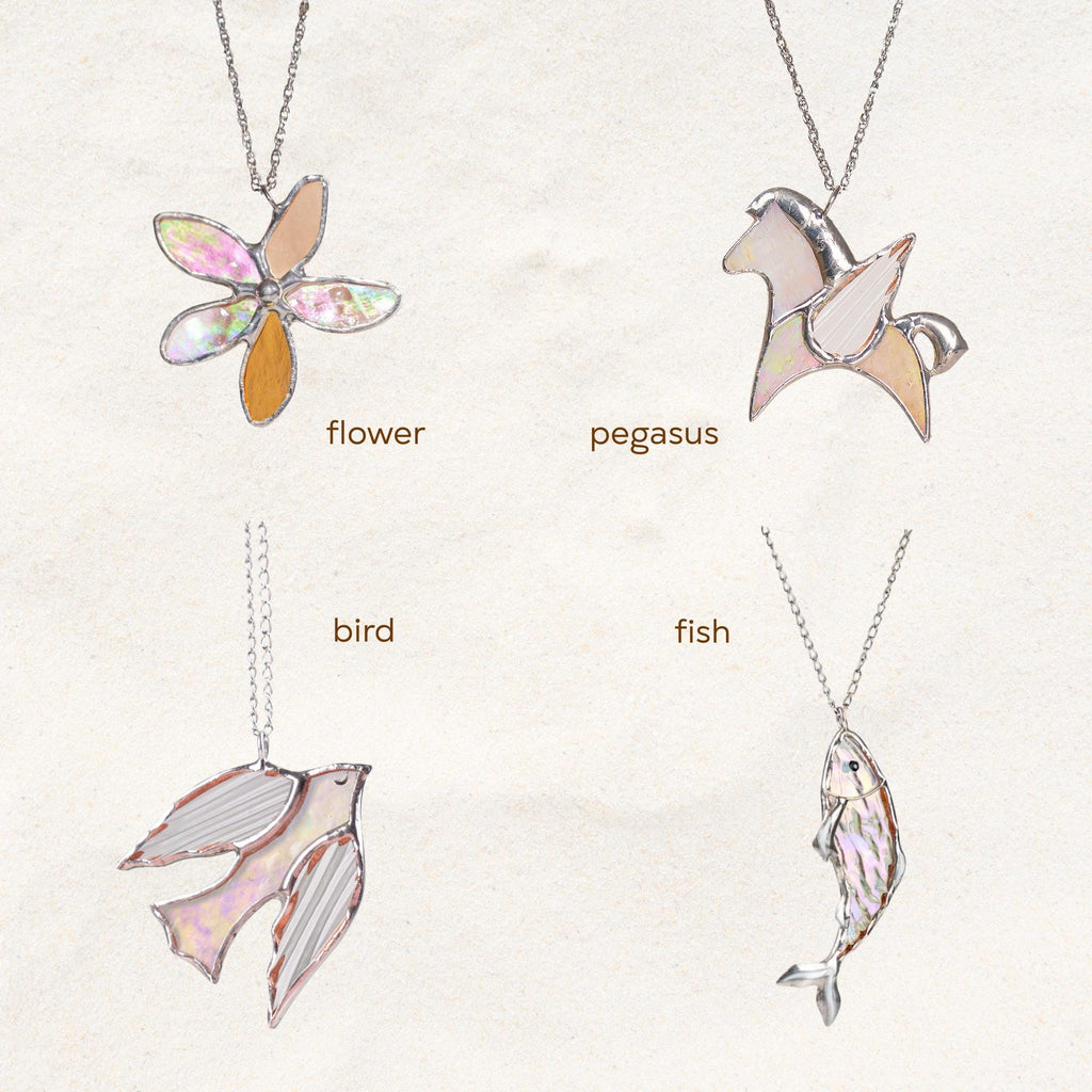 Stained glass bird necklace Unique gift for mom Bird jewelry