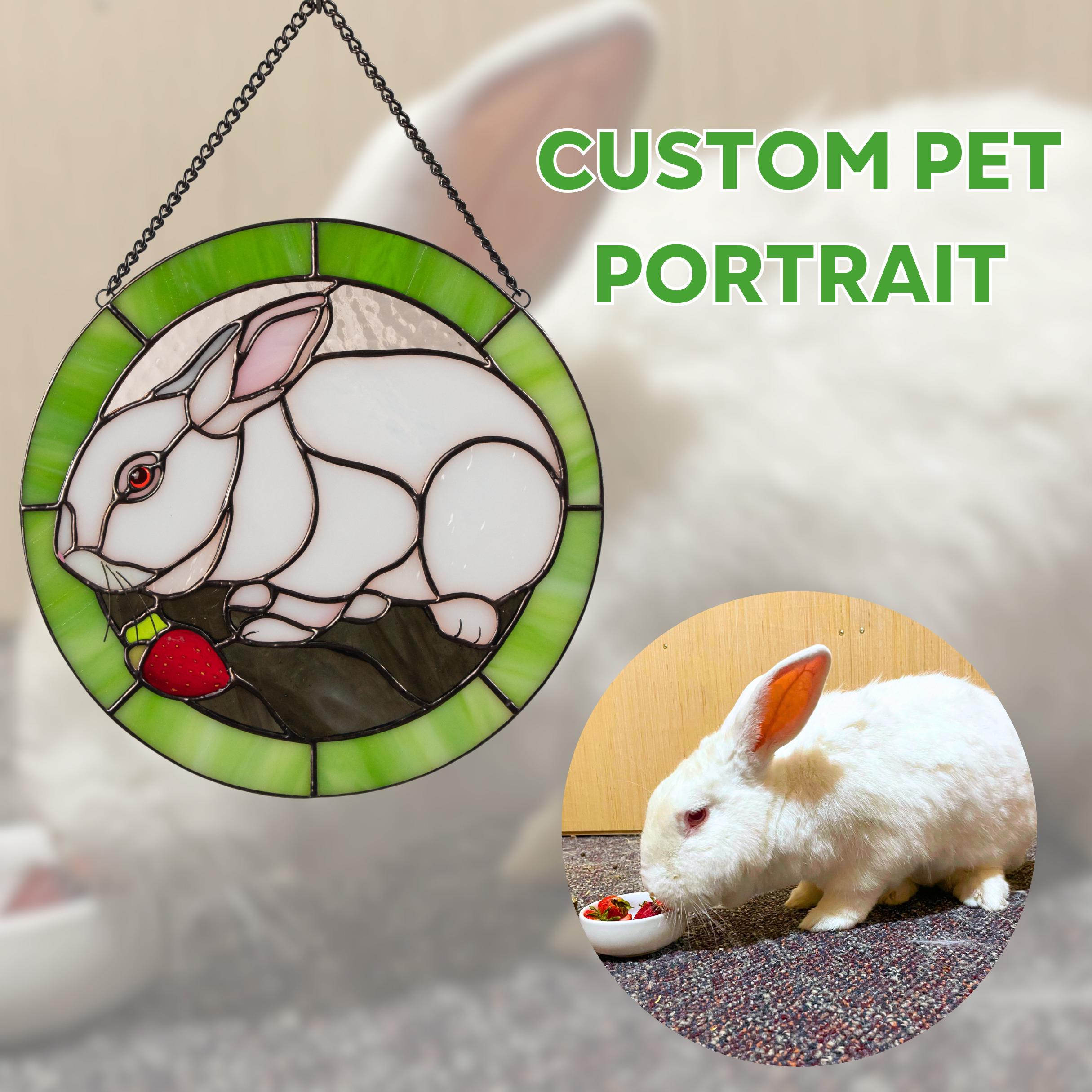 Custom stained glass pet portrait suncatcher from photo Dog or cat memorial ornament
