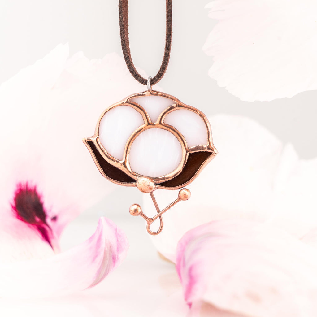Ukrainian jewelry stained glass necklace Best gift for mom Flower pendant