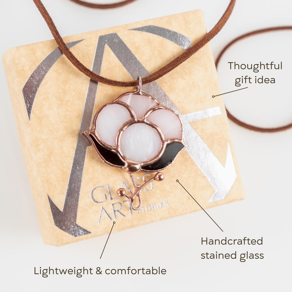 Ukrainian jewelry stained glass necklace Best gift for mom Flower pendant