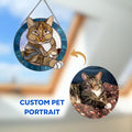 Cat memorial gift Stained glass window hangings Pet portrait from photo