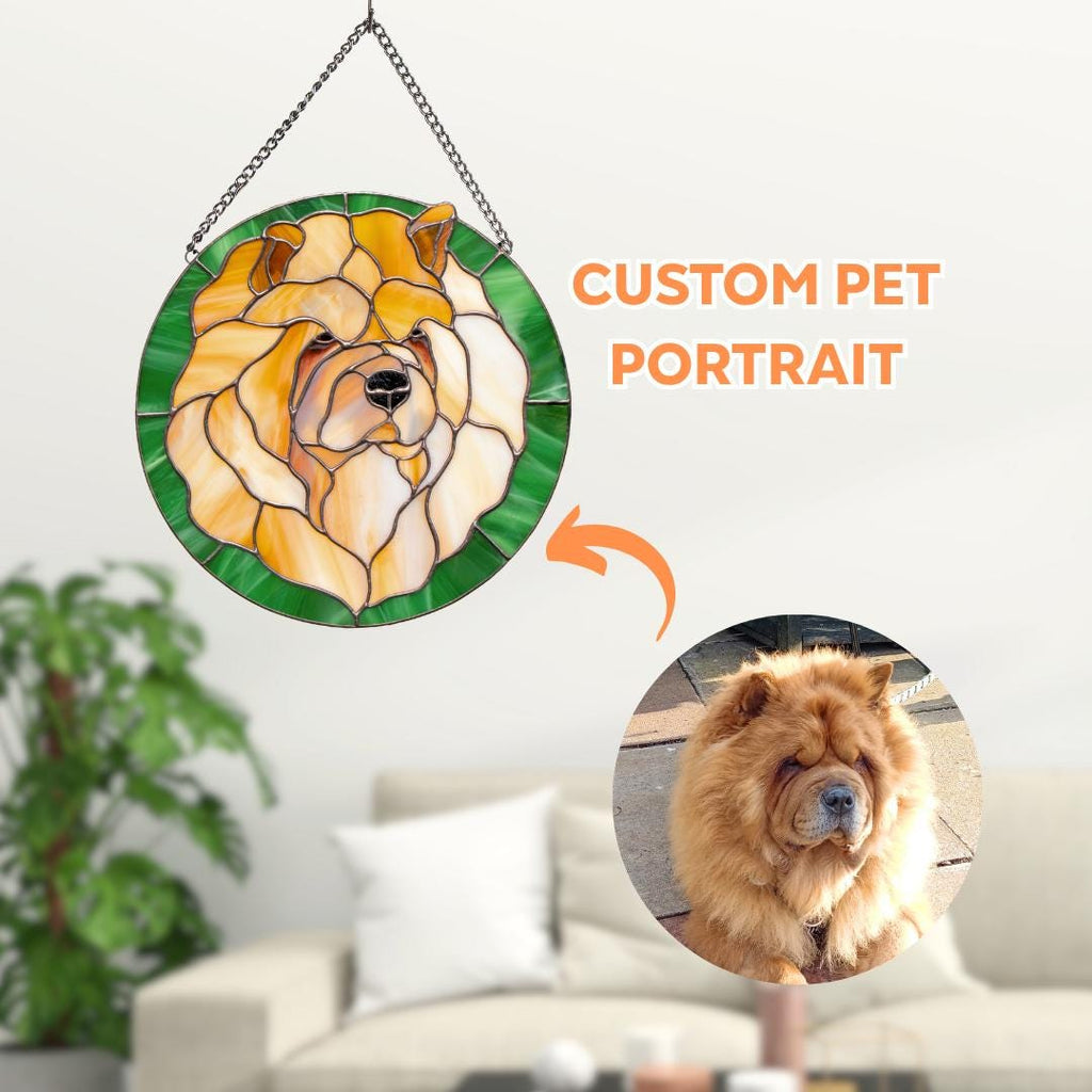 Custom dog portrait stained glass panel Pet loss gift Rainbow bridge