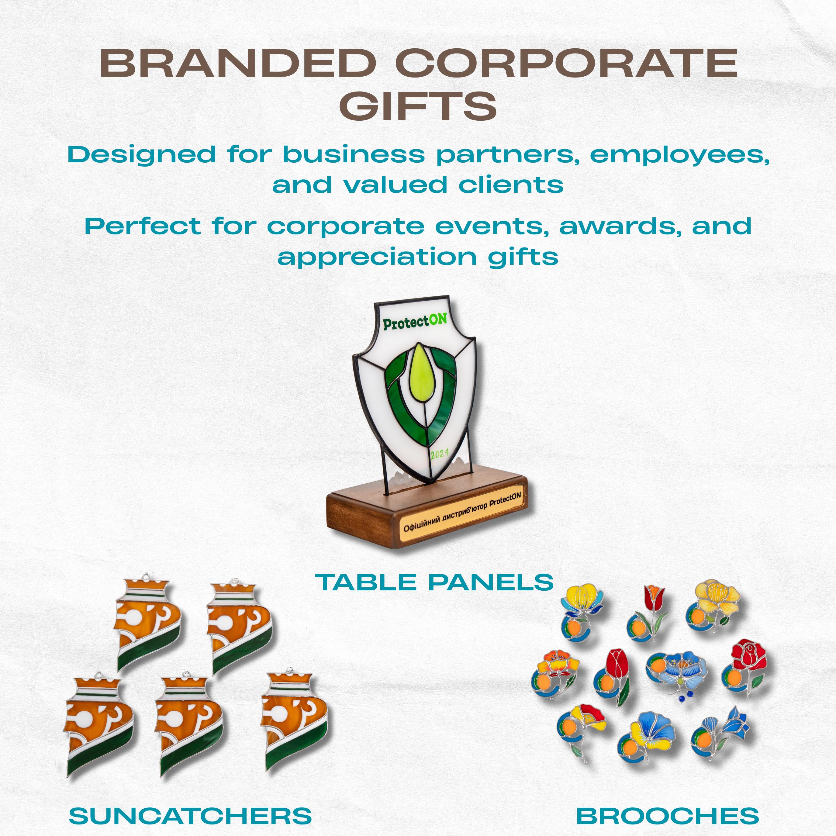 Stained glass brooch company logo gifts Employee appreciation