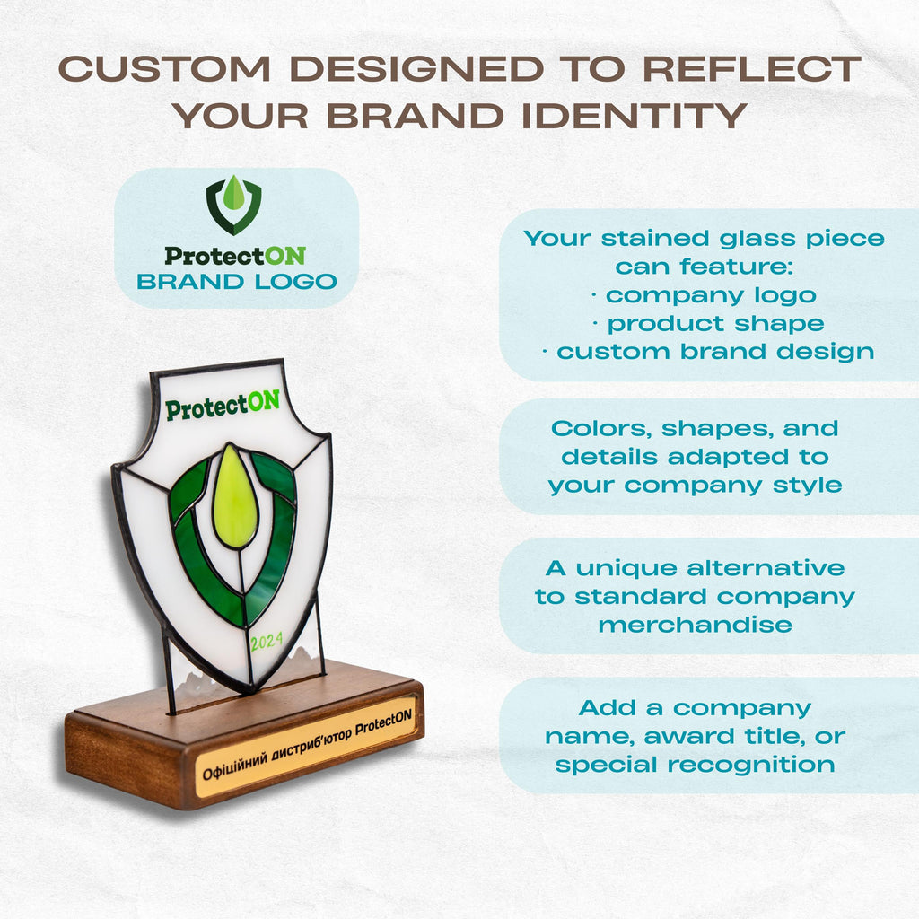 Stained glass brooch company logo gifts Employee appreciation