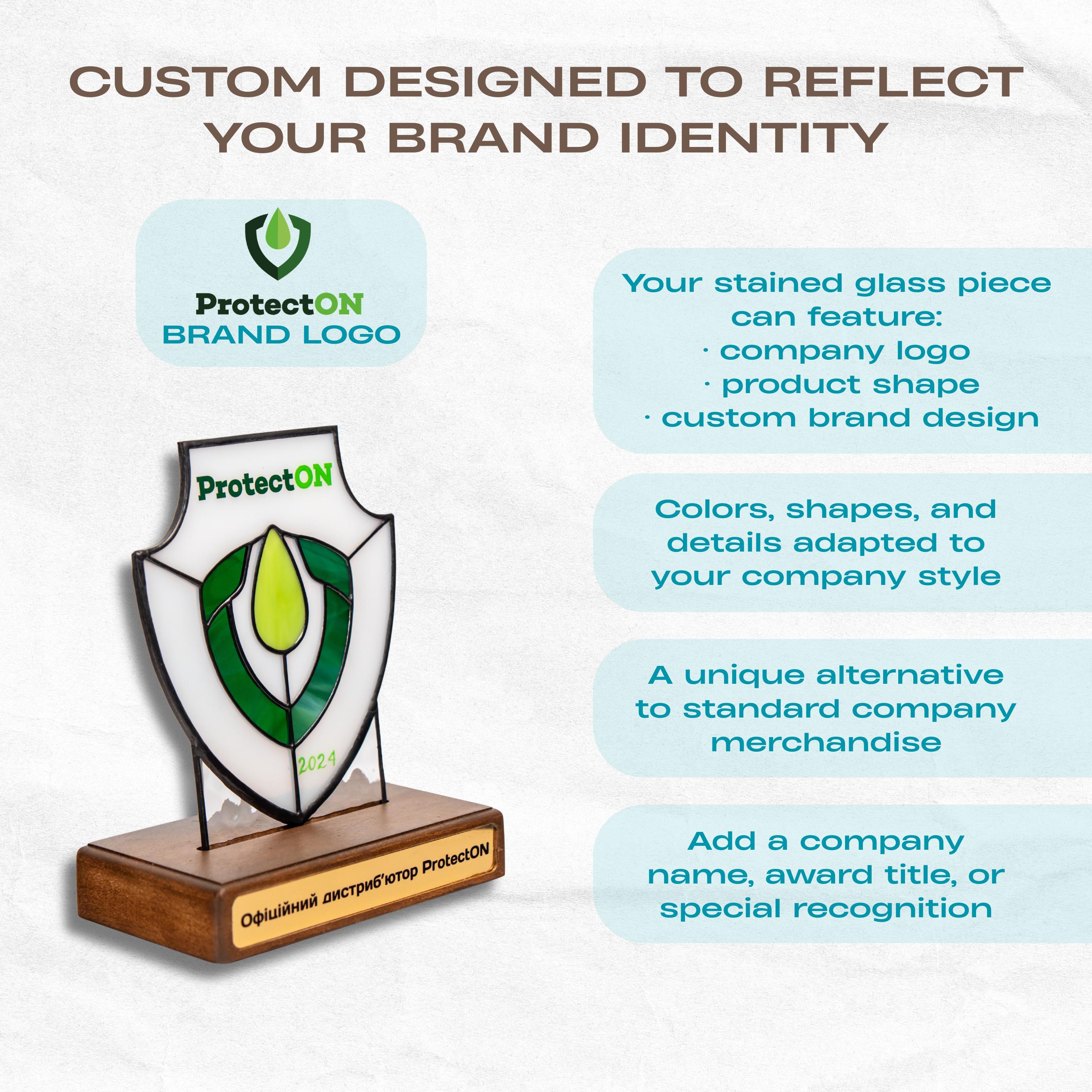 Stained glass brooch company logo gifts Employee appreciation