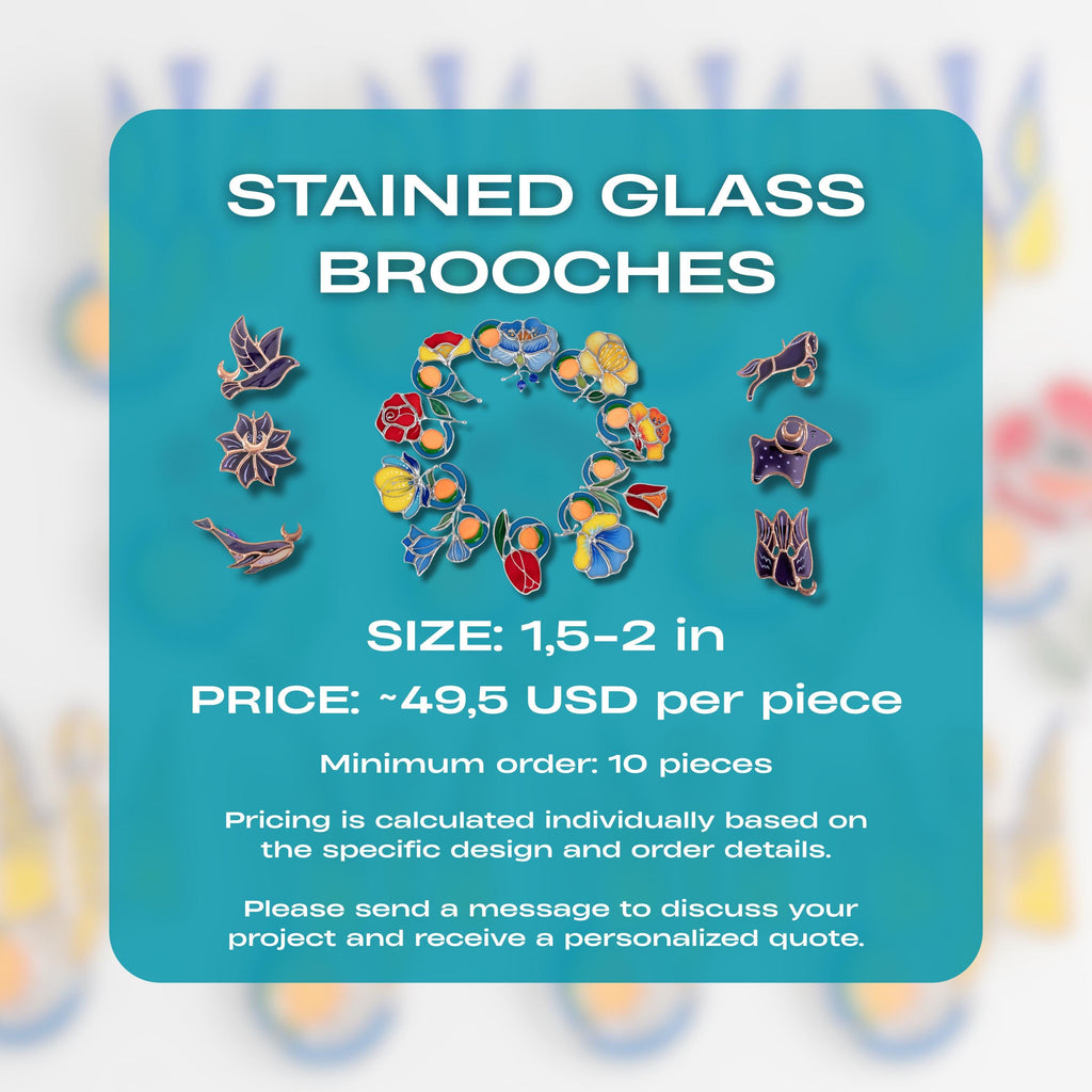 Stained glass brooch company logo gifts Employee appreciation