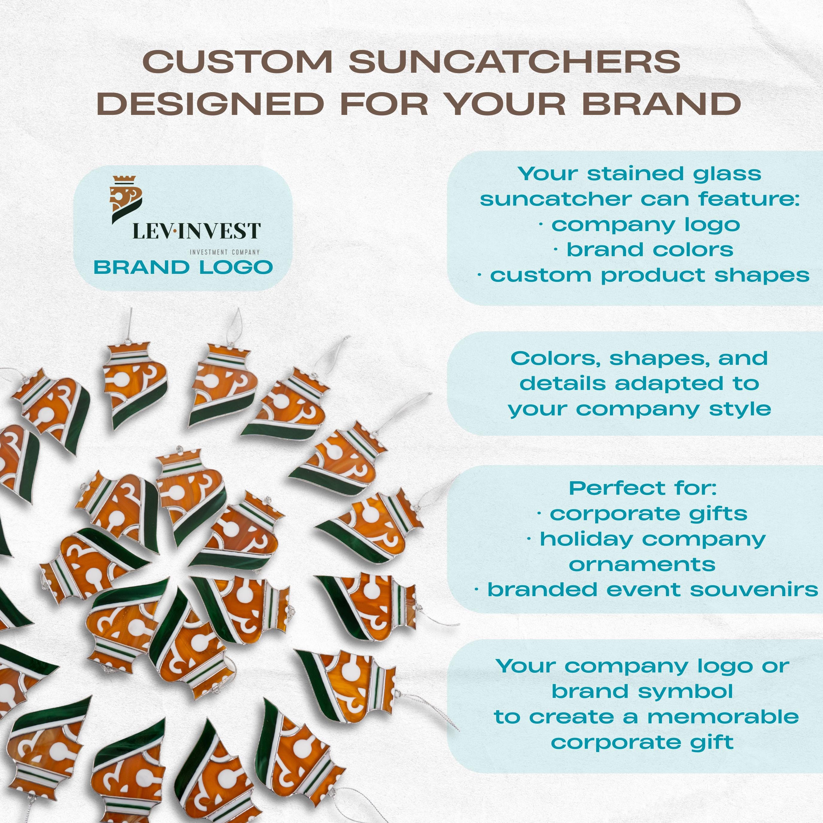 Employee appreciation gifts stained glass suncatcher Business logo