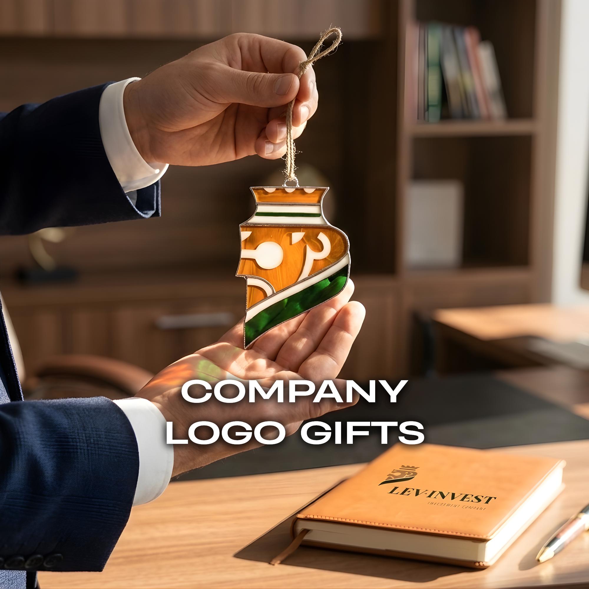 Employee appreciation gifts stained glass suncatcher Business logo