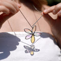 Stained glass flower necklace Godmother gift Nature inspired jewelry