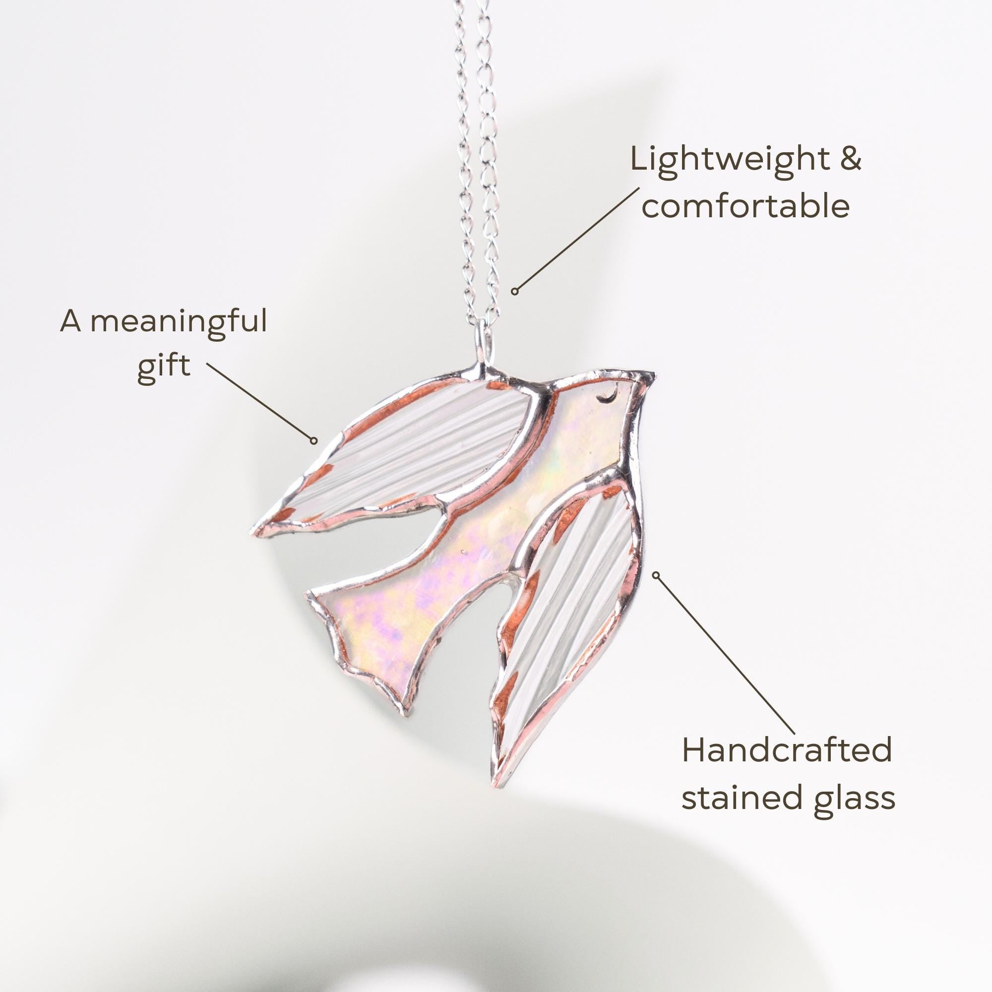 Stained glass bird necklace Unique gift for mom Bird jewelry