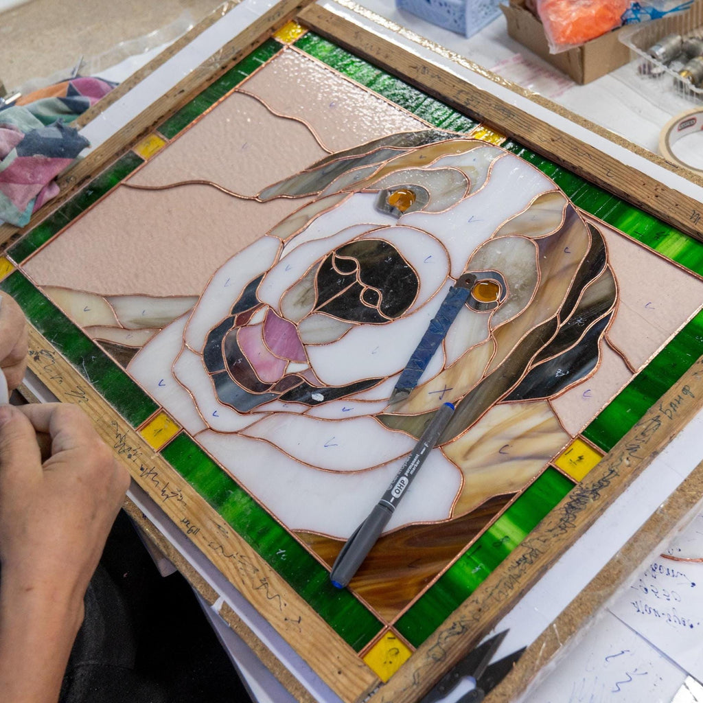 Personalized pet gift stained glass window hangings Custom dog portrait Rainbow bridge