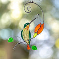 Stained glass bird suncatcher House warming gifts new home Gift for dad Hummingbird stained glass window hangings Fairy garden accessories