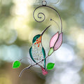 Hummingbird stained glass window hangings Grandma gift Custom stained glass flower suncatcher Fathers day gifts Cardinal ornament