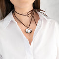 Ukrainian jewelry stained glass necklace Best gift for mom Flower pendant