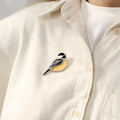 Stained glass bird brooch Unique gift for mom Chickadee bird jewelry