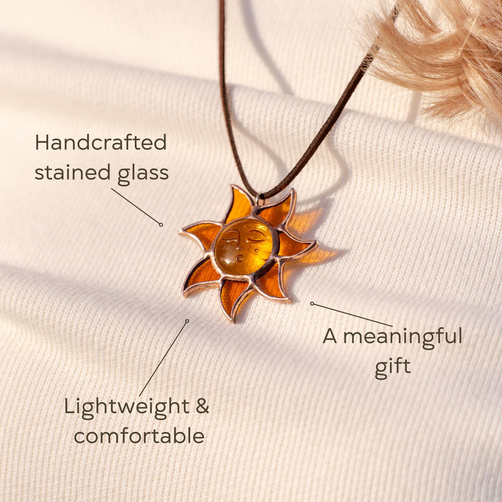 Stained glass sunshine necklace Mother in law gifts Sun pendant