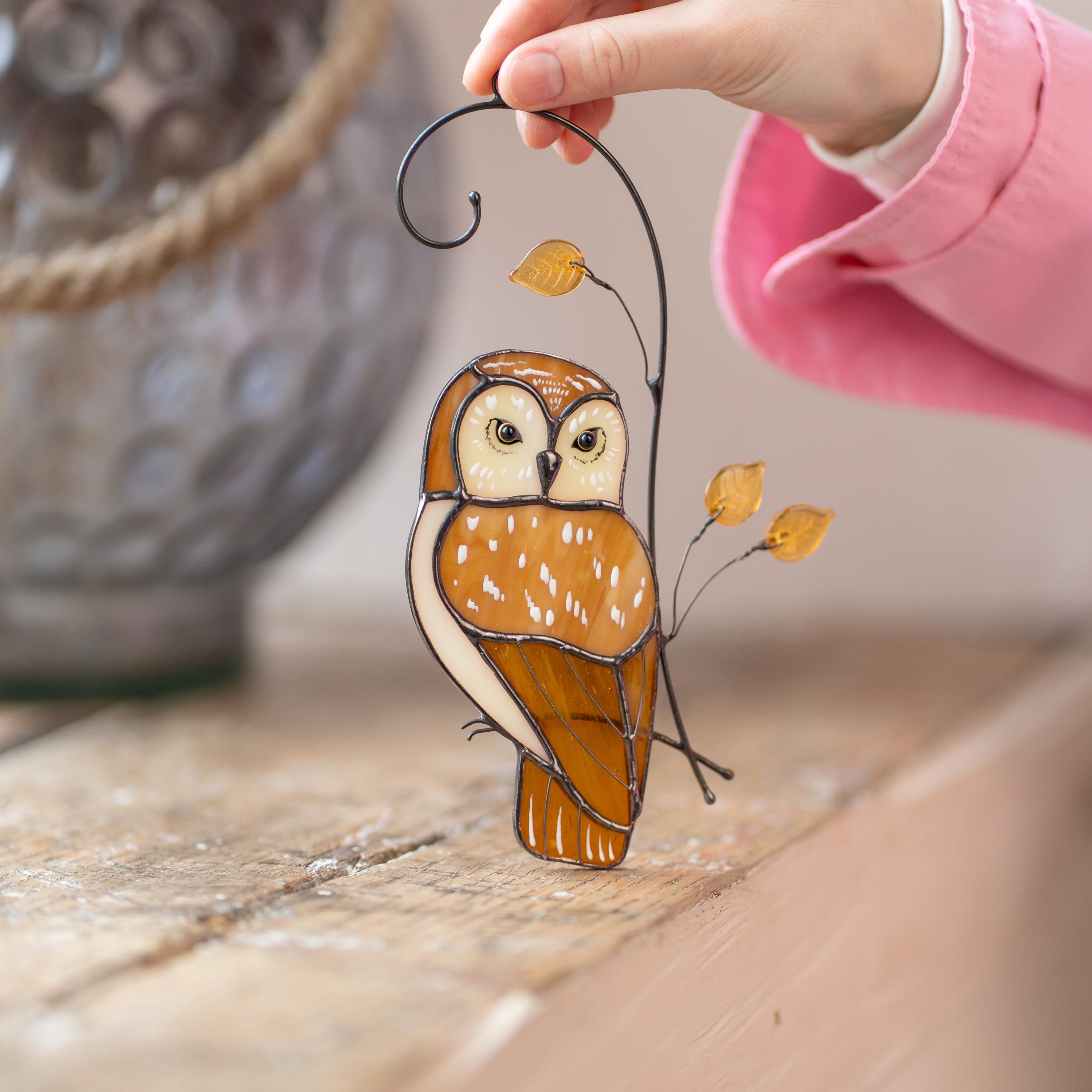 Owl stained glass bird suncatcher Fathers day gift Yard art
