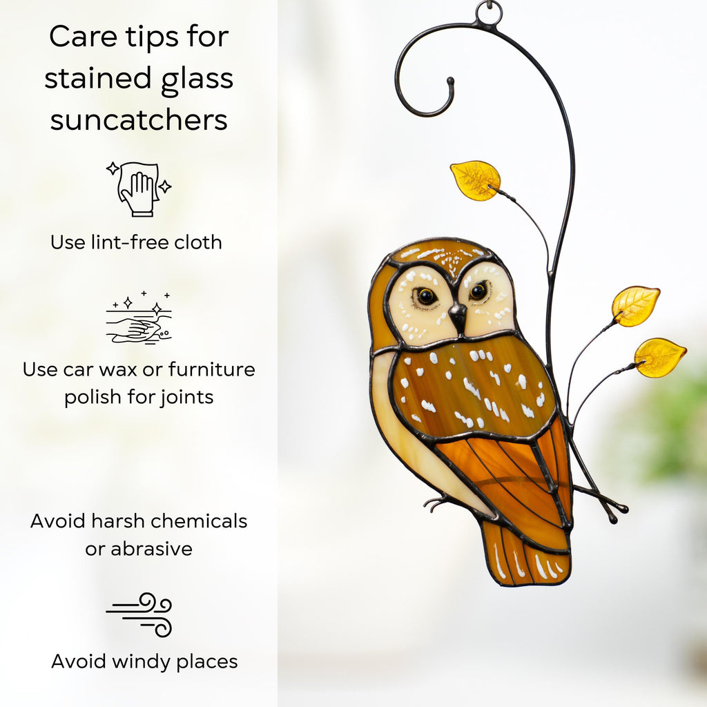 Owl stained glass bird suncatcher Fathers day gift Yard art