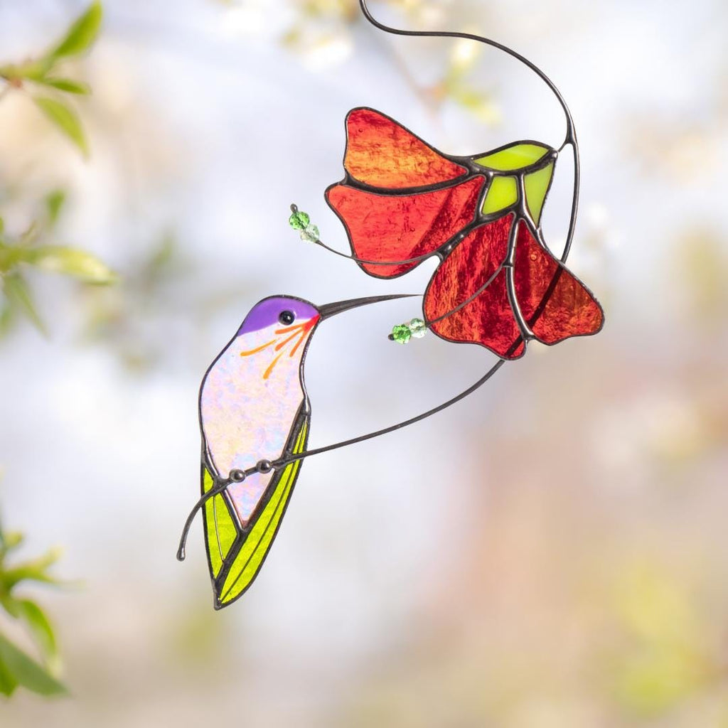 Hummingbird stained glass window hangings Mother in law gifts Bird suncatcher Garden decoration