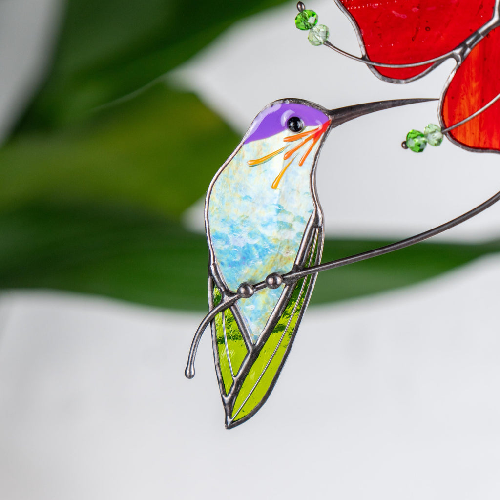Hummingbird stained glass window hangings Mother in law gifts Bird suncatcher Garden decoration