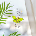 Luna moth stained glass butterfly suncatcher Unique gift for mom Balcony decor