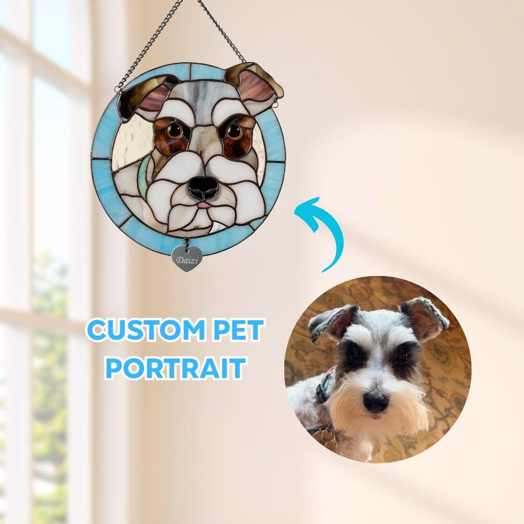 Cat memorial gift Stained glass window hangings Pet portrait from photo