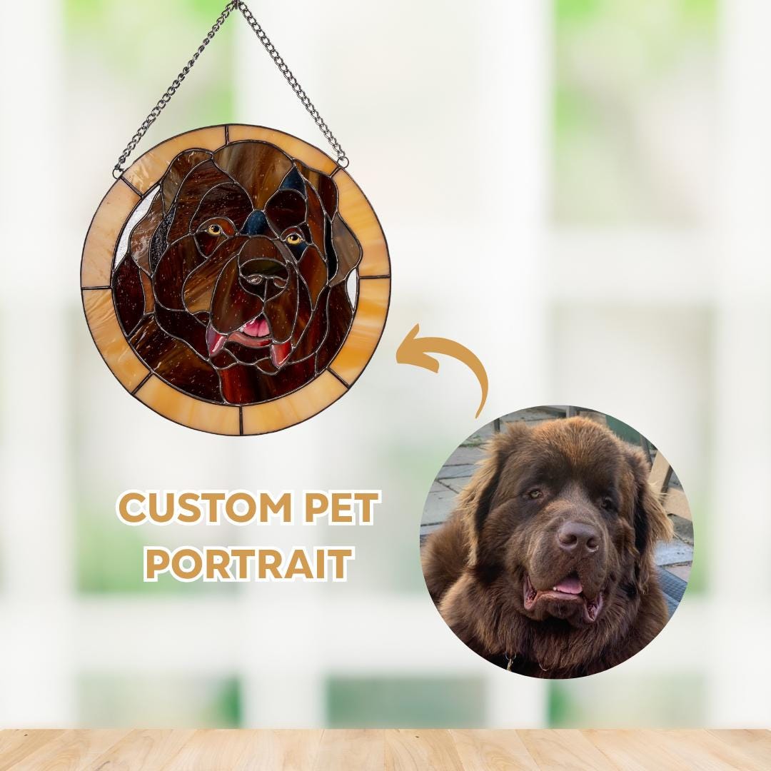 Cat memorial gift Stained glass window hangings Pet portrait from photo
