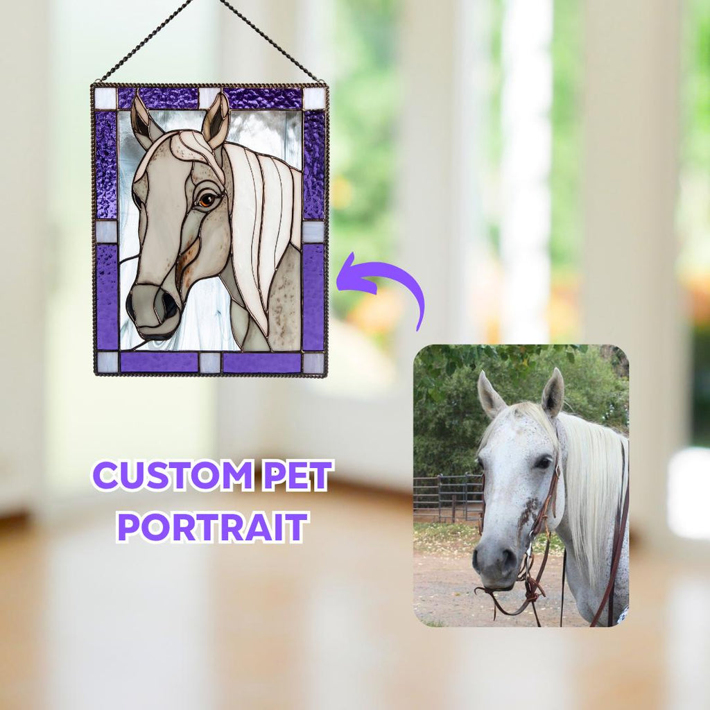 Personalized pet gift stained glass window hangings Custom dog portrait Rainbow bridge