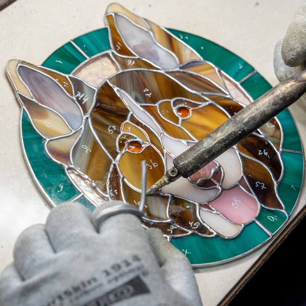 Stained glass cat suncatcher Personalized pet gift Window hanging Dog portrait