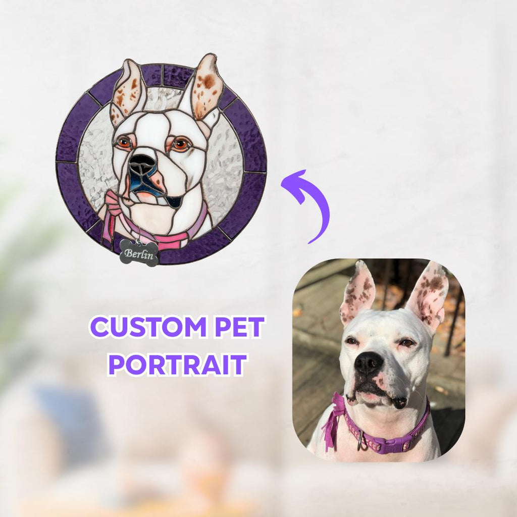 Personalized pet gift Custom stained glass cat Window hanging Dog memorial gifts