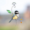 Chickadee stained glass bird suncatcher Unique gifts for him window hangings Spring decor