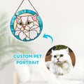 Stained glass cat suncatcher Personalized pet gift Window hanging Dog portrait