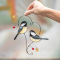 Couple of chickadees stained glass suncatcher Mothers Day gift ideas Bird wall art