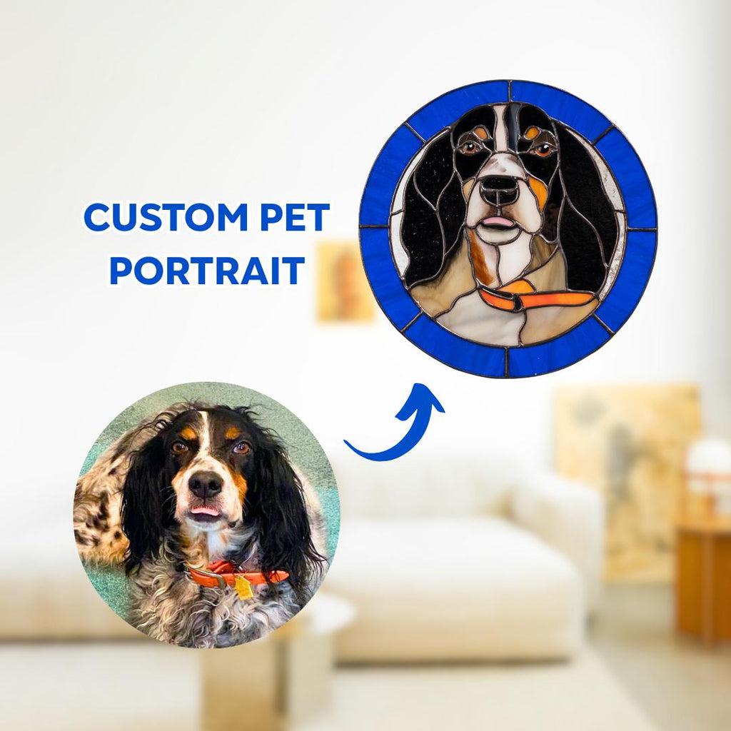 Personalized pet gift stained glass window hangings Custom dog portrait Rainbow bridge