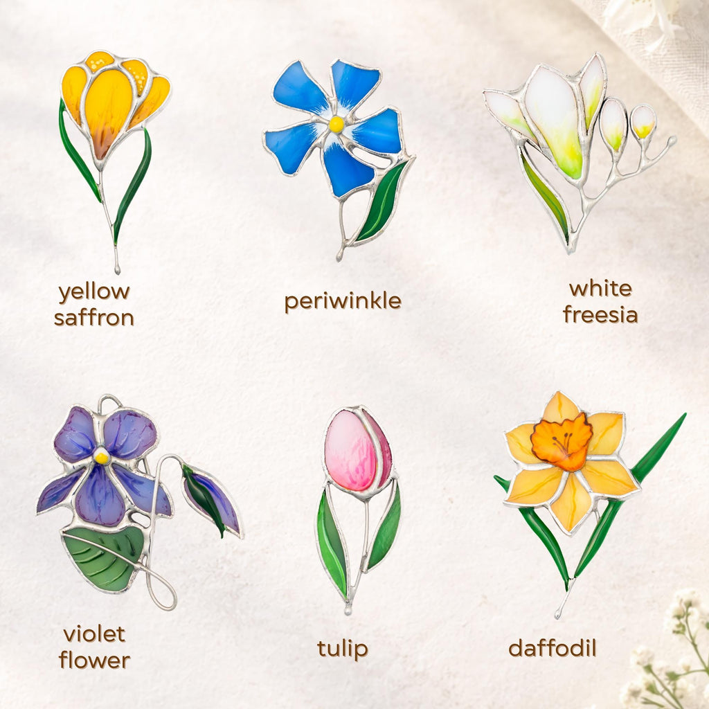 Stained glass jewelry Iris flower brooch Gift for wife