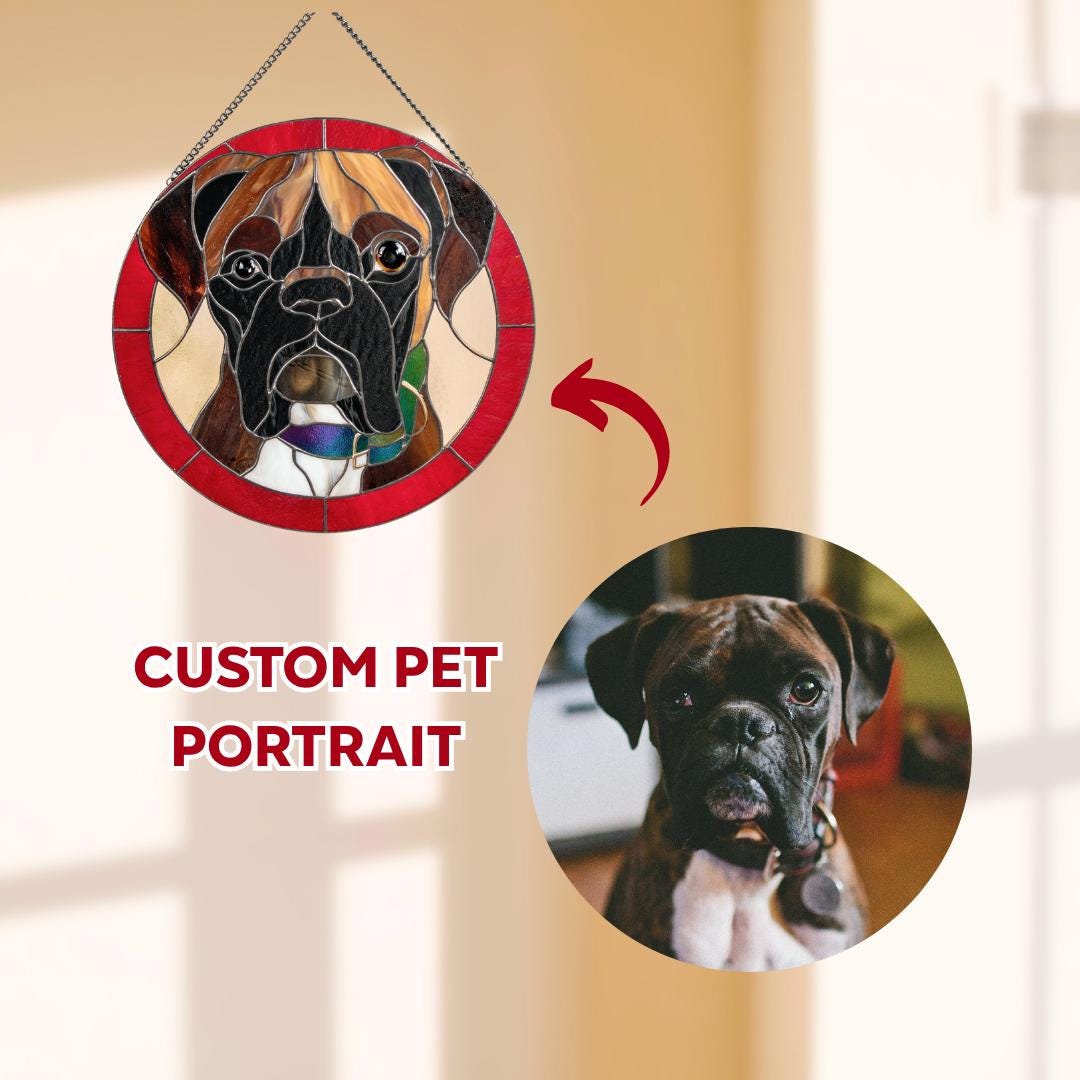 Personalized pet gift stained glass window hangings Custom dog portrait