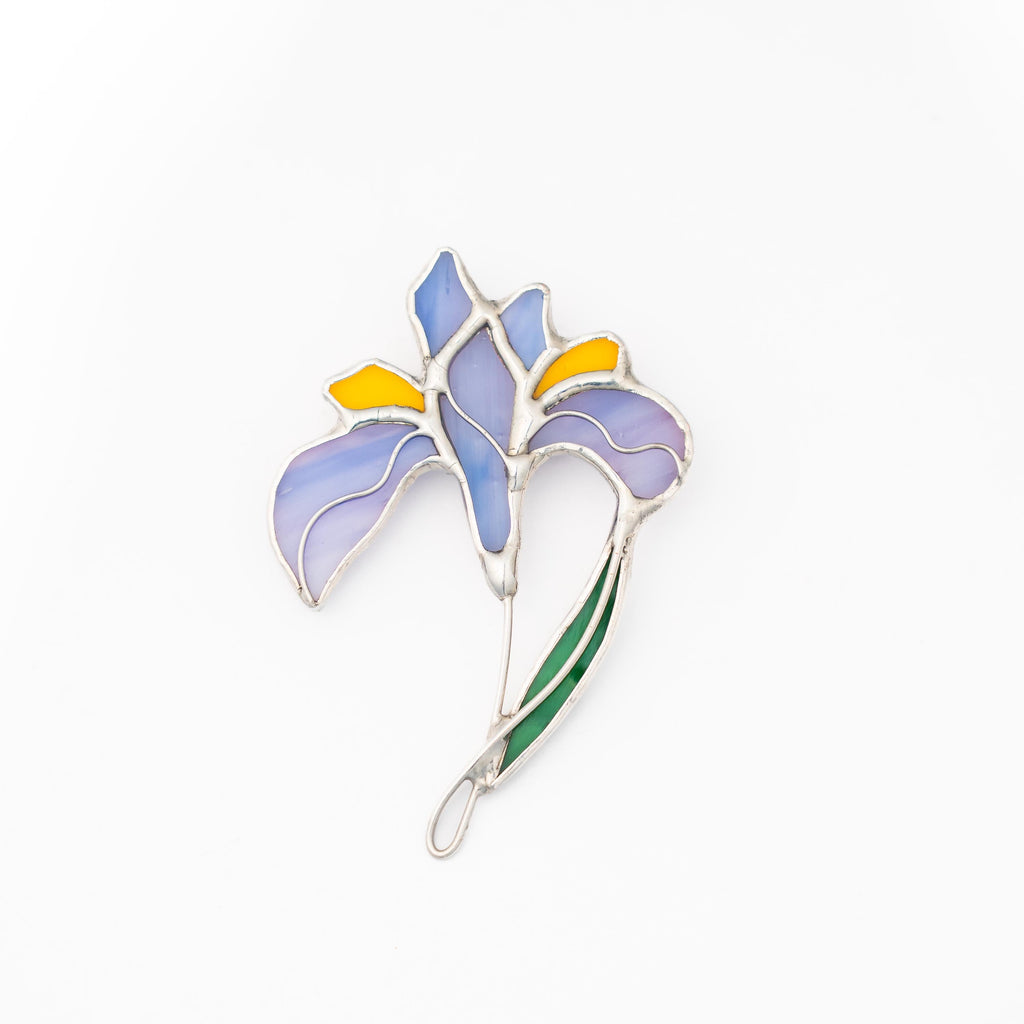 Iris stained glass jewelry Daughter in law gift Flower brooch